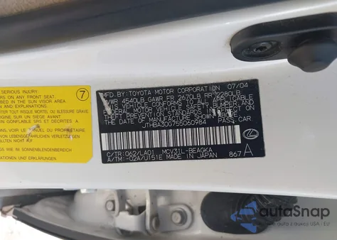 2005 Lexus Es 330 z USA, uszkodzony, nr VIN JTHBA30G755060984